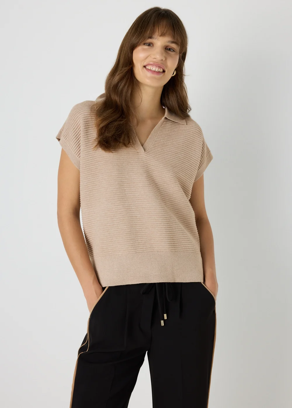 Et Vous Beige Knitted Sweater Vest - S Image 3