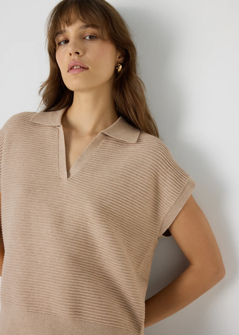 Et Vous Beige Knitted Sweater Vest - S Image 1