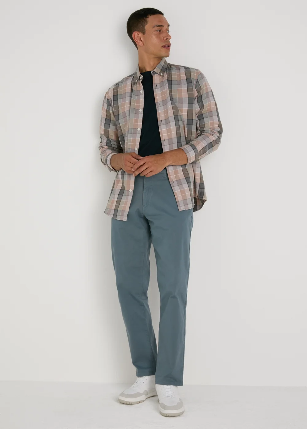 Blue Straight Fit Chinos - 30 Waist Regular Image 4
