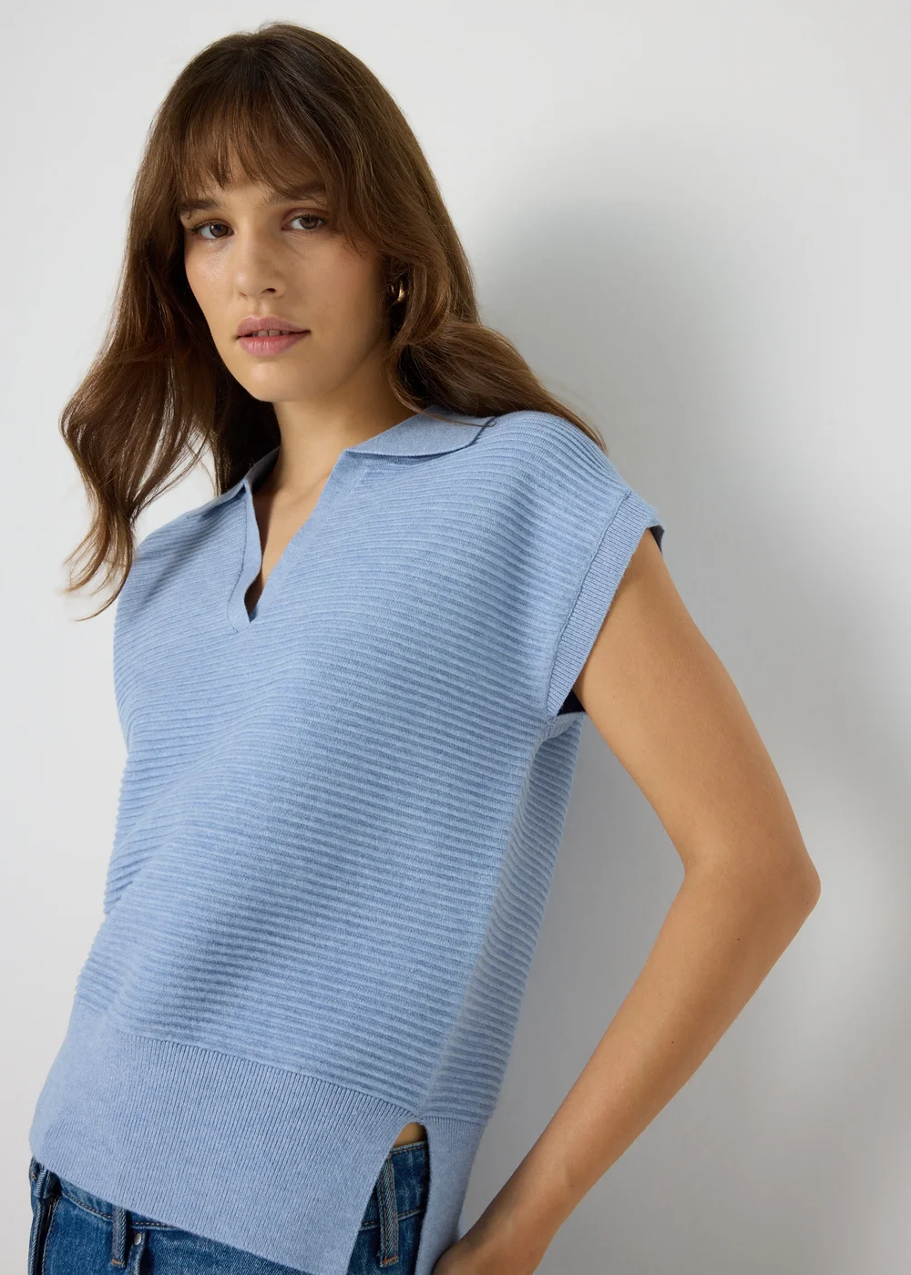 Et Vous Blue Knitted Sweater Vest - S Image 3