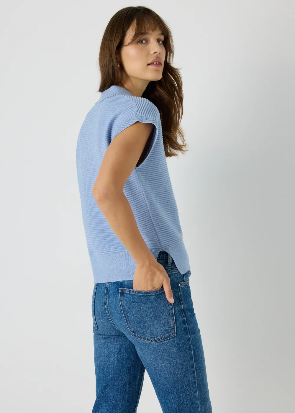 Et Vous Blue Knitted Sweater Vest - S Image 2