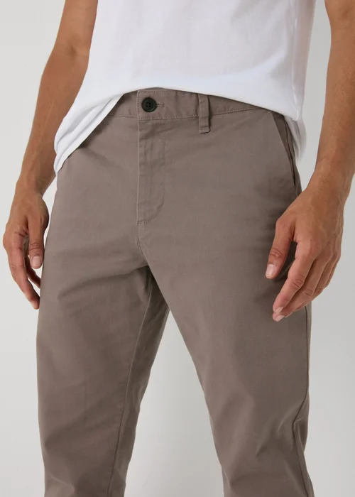 Brown Slim Fit Chinos - 30 Waist Regular Image 3