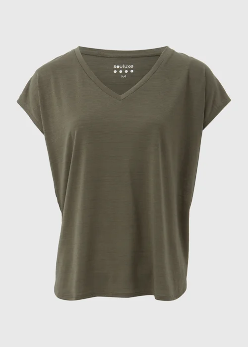 Souluxe Khaki V Neck T-Shirt - S Image 5