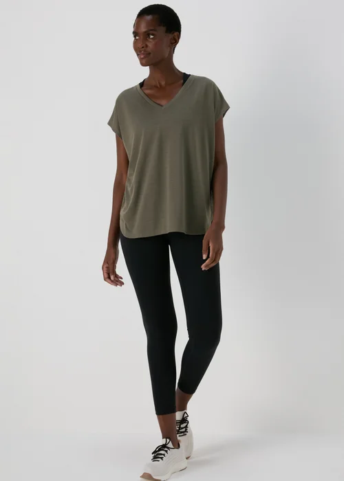 Souluxe Khaki V Neck T-Shirt - S Image 4