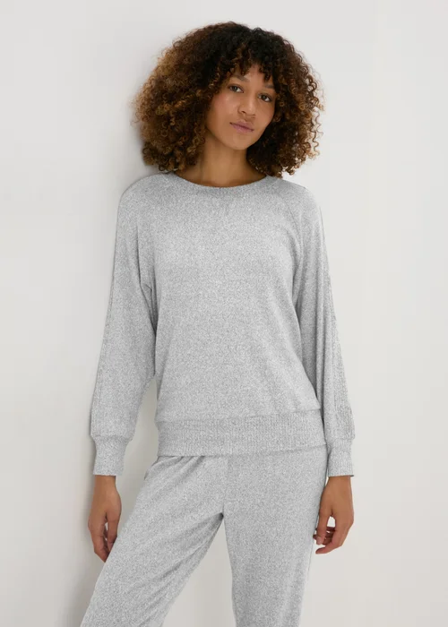 Grey Ribbed Pyjama Top - Extra small Image 1
