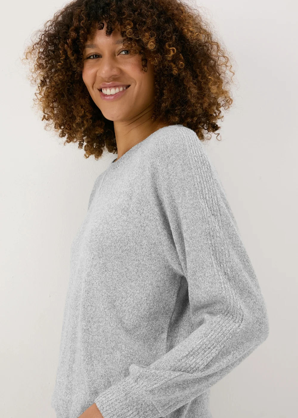 Grey Ribbed Pyjama Top - Extra small Image 3