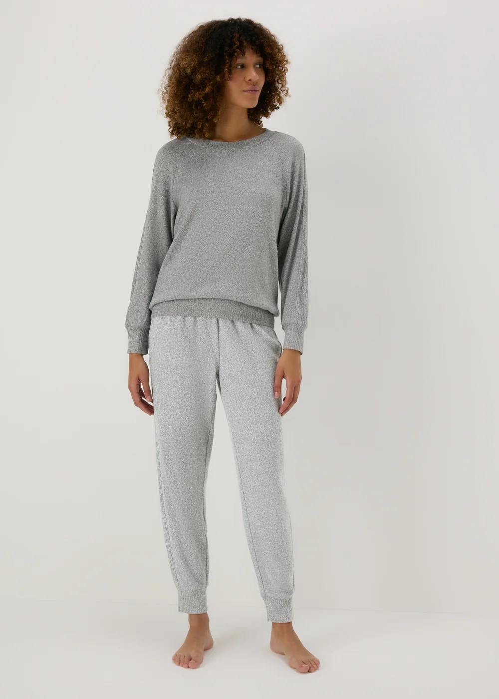 Grey Soft Ribbed Pyjama Bottoms - Extra small Image 1
