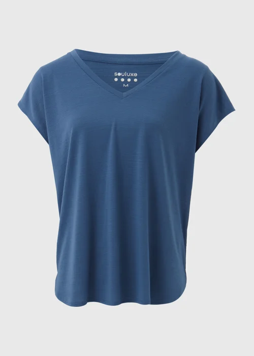 Souluxe Dark Blue V Neck T-Shirt - S Image 5