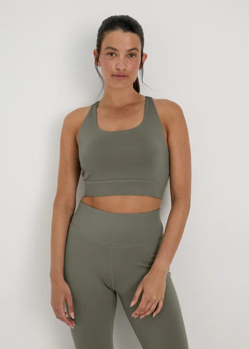 Khaki Basic Crop - Small Image 1