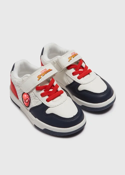 Marvel Kids White Spiderman Light Up Trainers (Younger 4-12) - Size 4 Infants Image 1