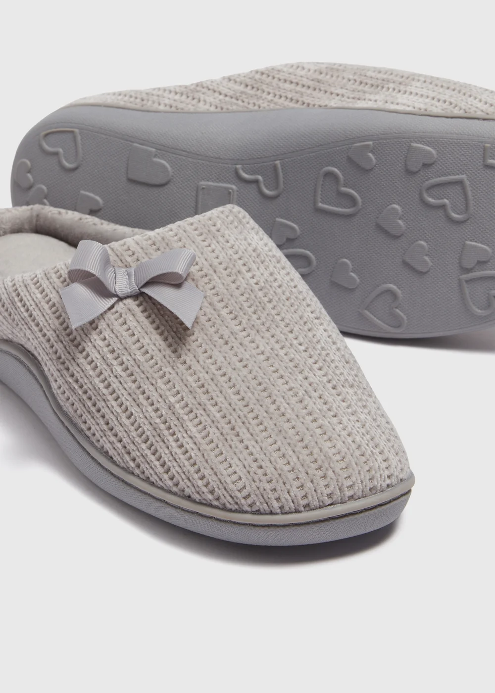 Grey Hidden Support Mule Slippers - Large Image 2