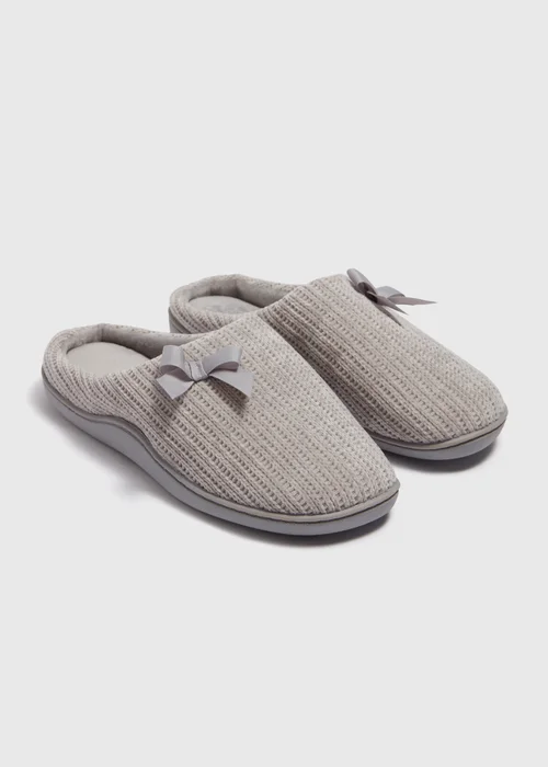 Grey Hidden Support Mule Slippers - Large Image 1