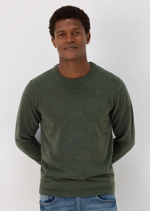 Khaki Soft Touch Crew Neck Jumper - S Image 1