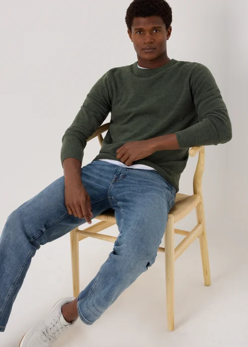 Khaki Soft Touch Crew Neck Jumper - S Image 4