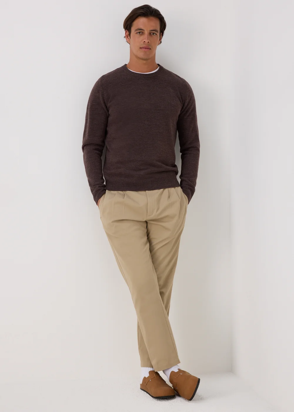 Brown Soft Touch Crew Neck Jumper - S Image 4