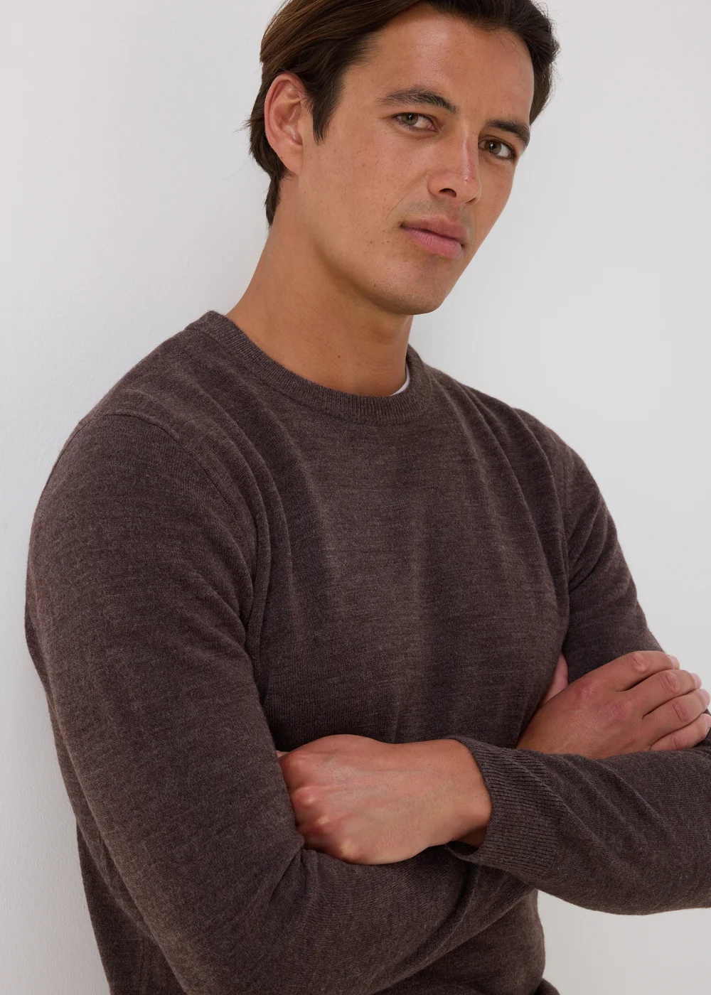 Brown Soft Touch Crew Neck Jumper - S Image 3