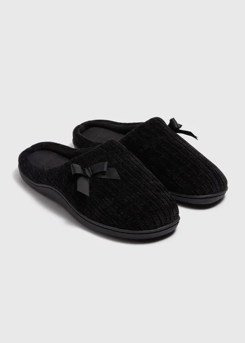 Black Hidden Support Mule Slippers - Small Image 1