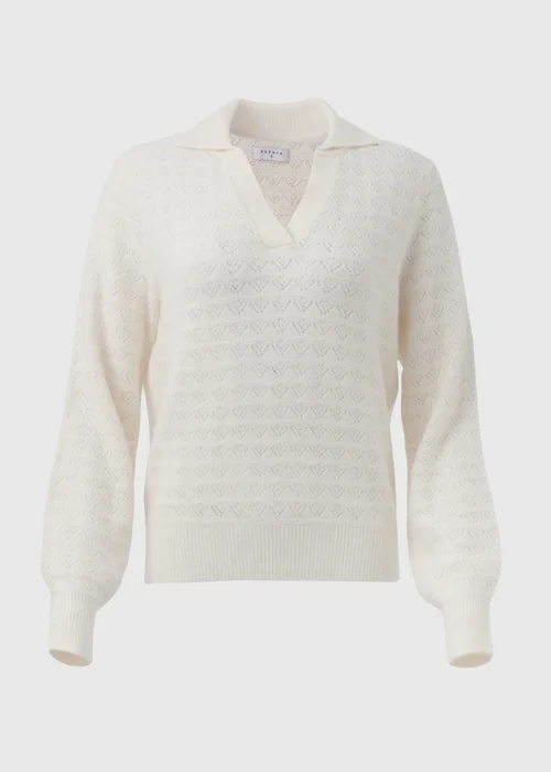 Cream Pointelle Open Collar Jumper - XS Image 5