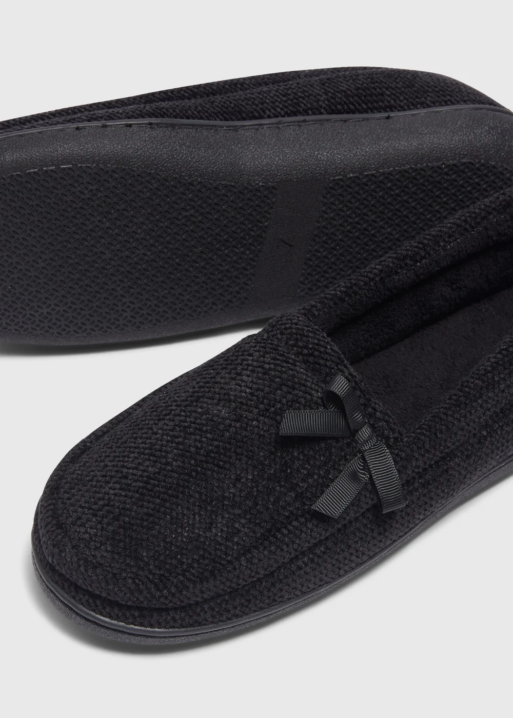 Black Full Velour Slippers - Size 3 Image 2