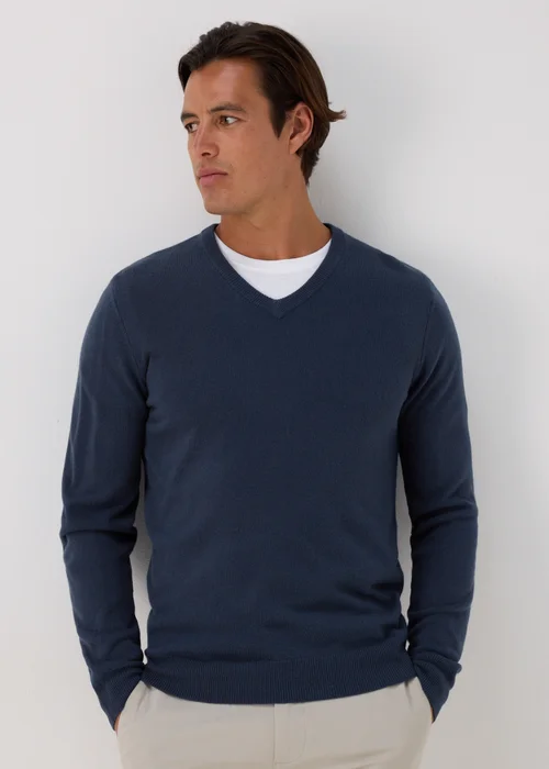 Blue Soft Touch V-Neck Jumper - S Image 1