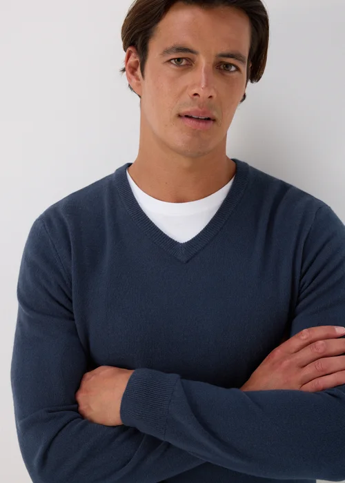 Blue Soft Touch V-Neck Jumper - S Image 3
