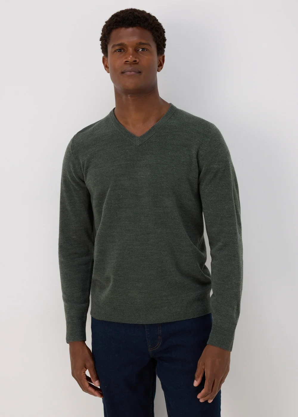 Khaki Soft Touch V-Neck Jumper - S Image 1
