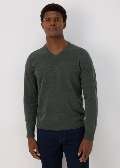 Khaki Soft Touch V-Neck Jumper - S Image 1