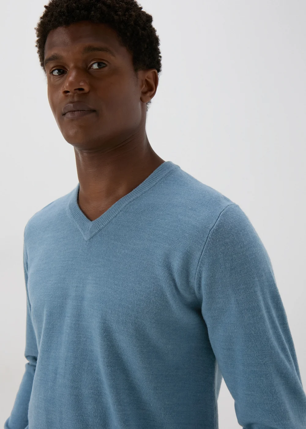 Blue Soft Touch V-Neck Jumper - S Image 3