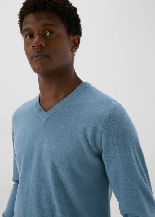 Blue Soft Touch V-Neck Jumper - S Image 3