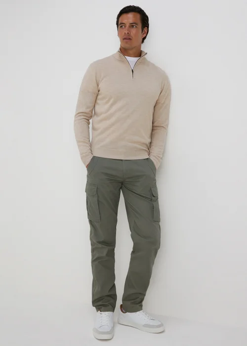 Stone 1/4 Zip Knit Jumper - S Image 4