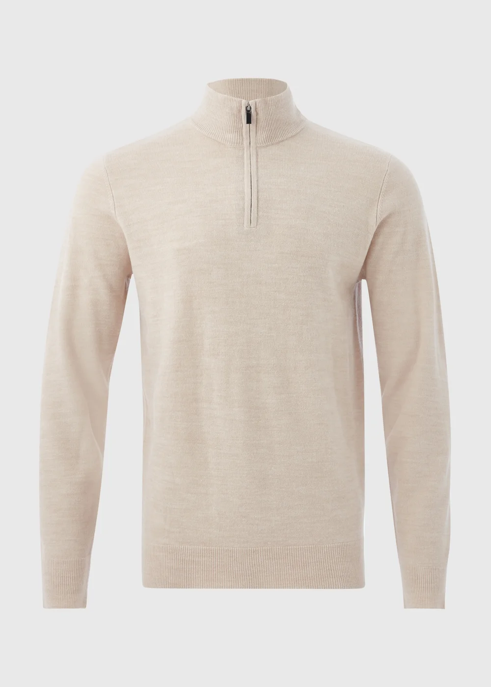 Stone 1/4 Zip Knit Jumper - S Image 5