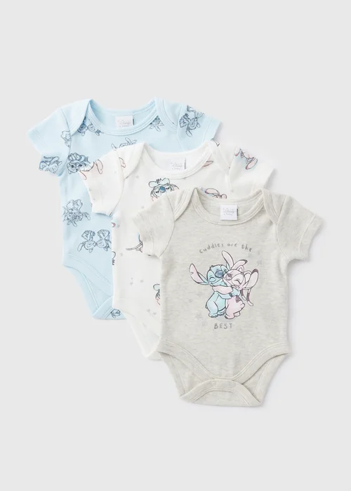 Disney 3 Pack Baby Cream Stitch Bodysuits (Newborn-18mths) - 0-3 months Image 1