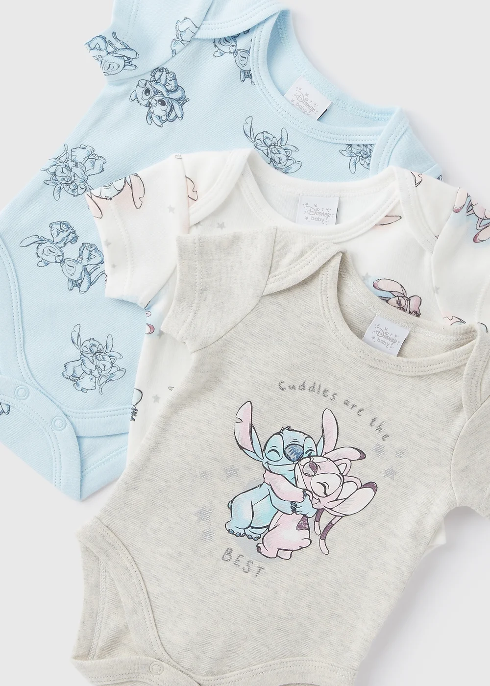Disney 3 Pack Baby Cream Stitch Bodysuits (Newborn-18mths) - 0-3 months Image 2