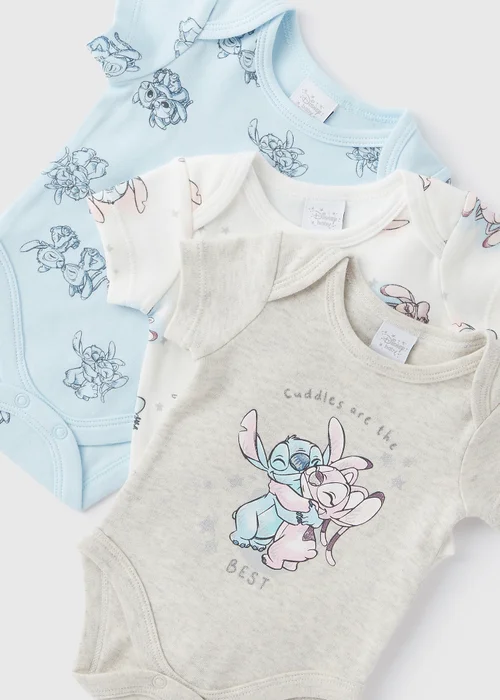 Disney 3 Pack Baby Cream Stitch Bodysuits (Newborn-18mths) - 0-3 months Image 2