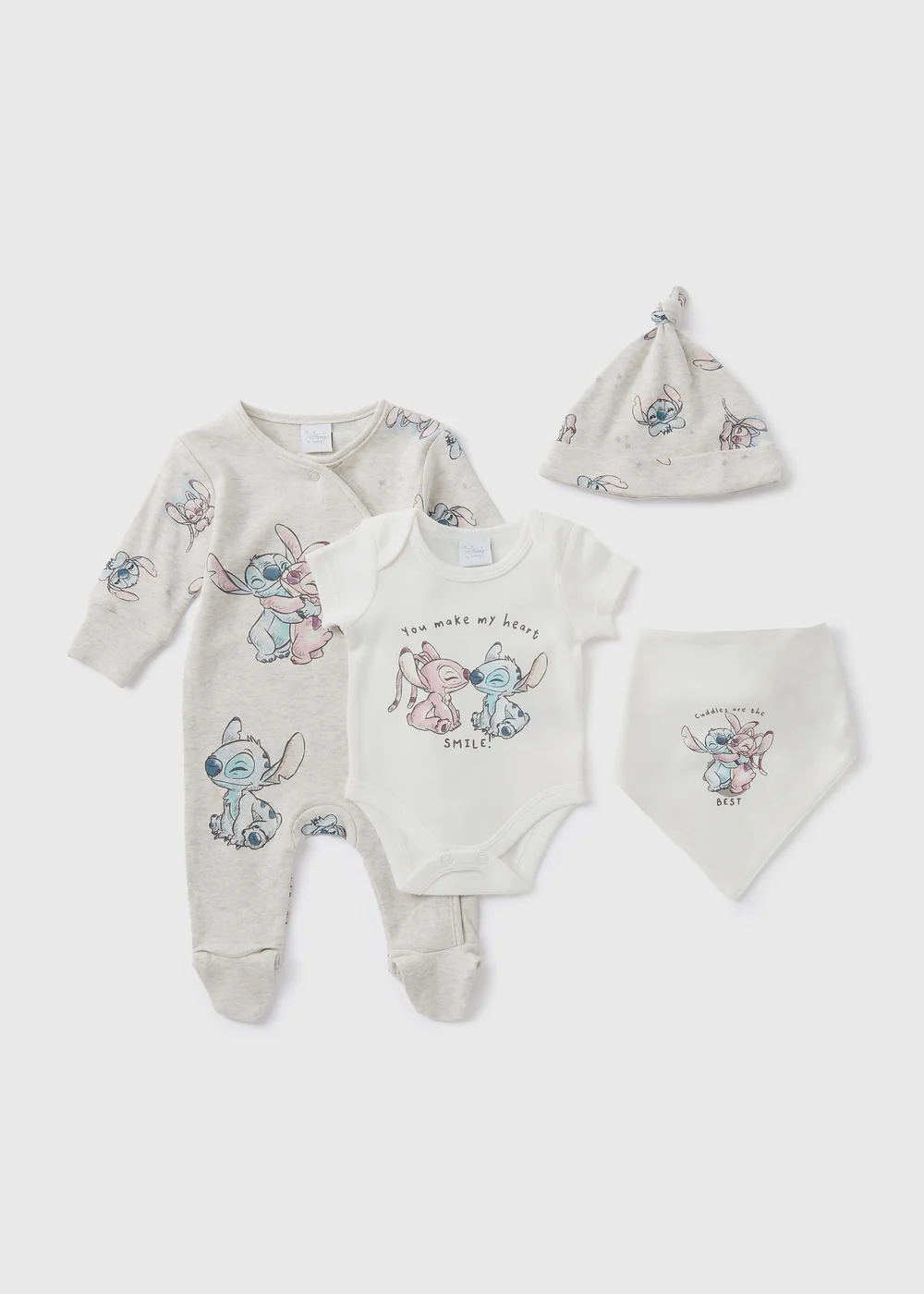 Disney 4 Pack Baby Cream Stitch Starter Set (Newborn-6mths) - Age 0 - 3 Months Image 1
