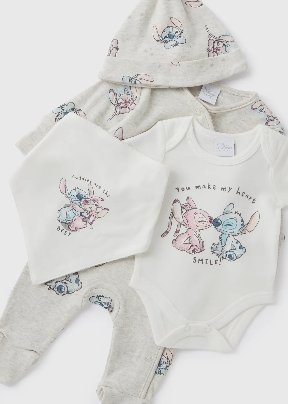 Disney 4 Pack Baby Cream Stitch Starter Set (Newborn-6mths) - Age 0 - 3 Months Image 2