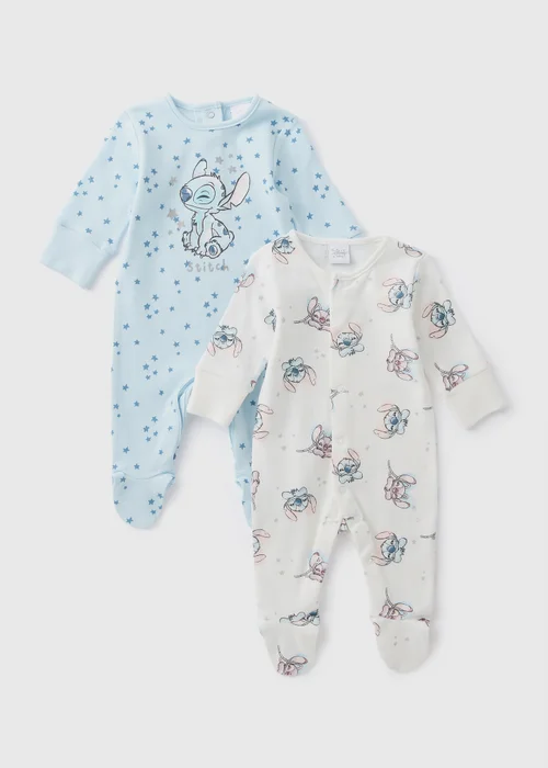 2 Pack Disney Baby Blue Sleepsuits (Newborn-18mths) - Age 0 - 3 Months Image 1