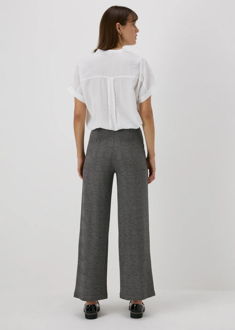 Et Vous Grey Check Ponte Wide Leg Trousers - 8 Image 2