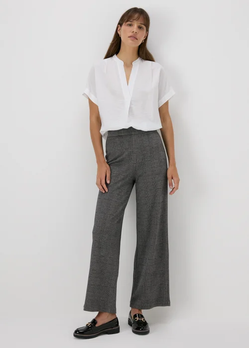 Et Vous Grey Check Ponte Wide Leg Trousers - 8 Image 1