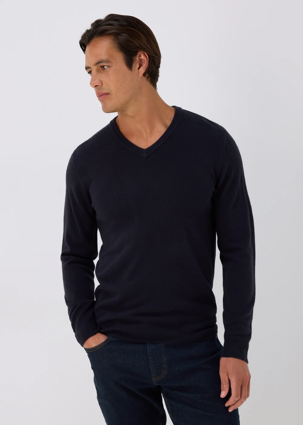 Navy Soft Touch V-Neck Jumper - S Image 1