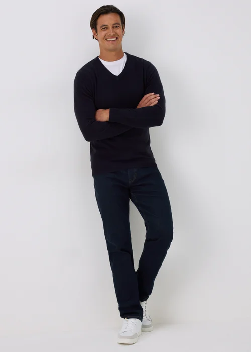 Navy Soft Touch V-Neck Jumper - S Image 4