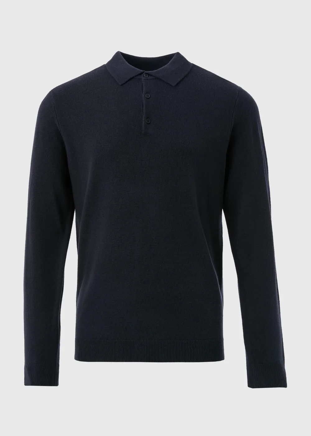 Navy Knitted Polo Shirt - S Image 5