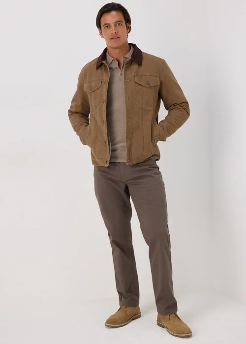 Taupe Knitted Polo Shirt - S Image 4
