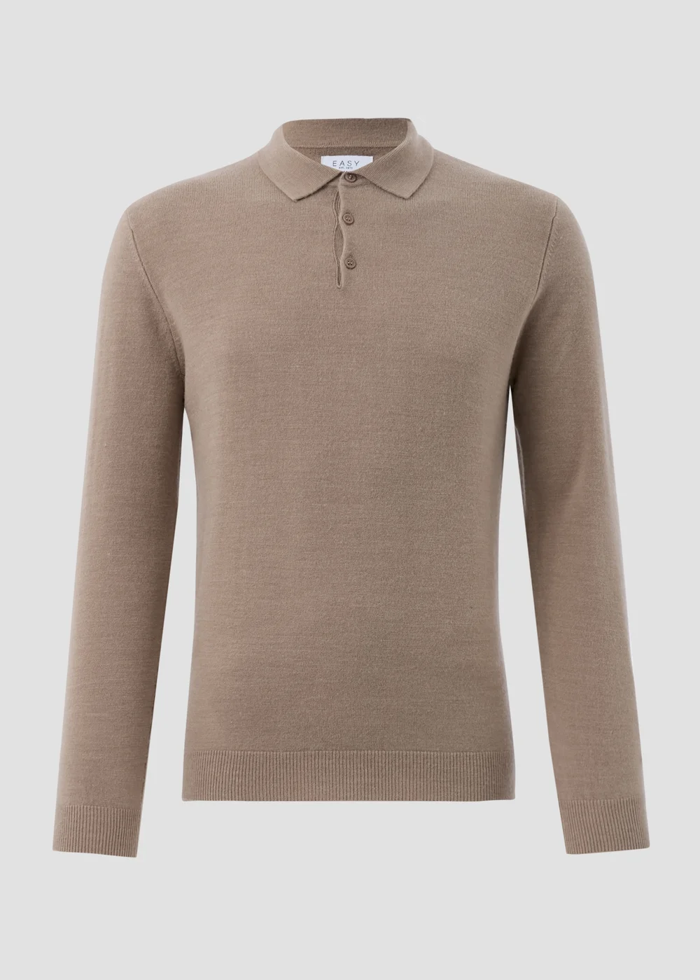 Taupe Knitted Polo Shirt - S Image 5