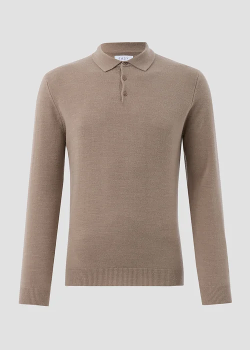 Taupe Knitted Polo Shirt - S Image 5