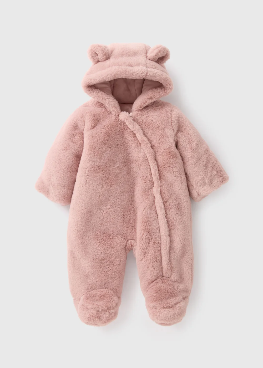 Baby Pink Faux Fur Snowsuit (Newborn-18mths) - 0-3 months Image 1