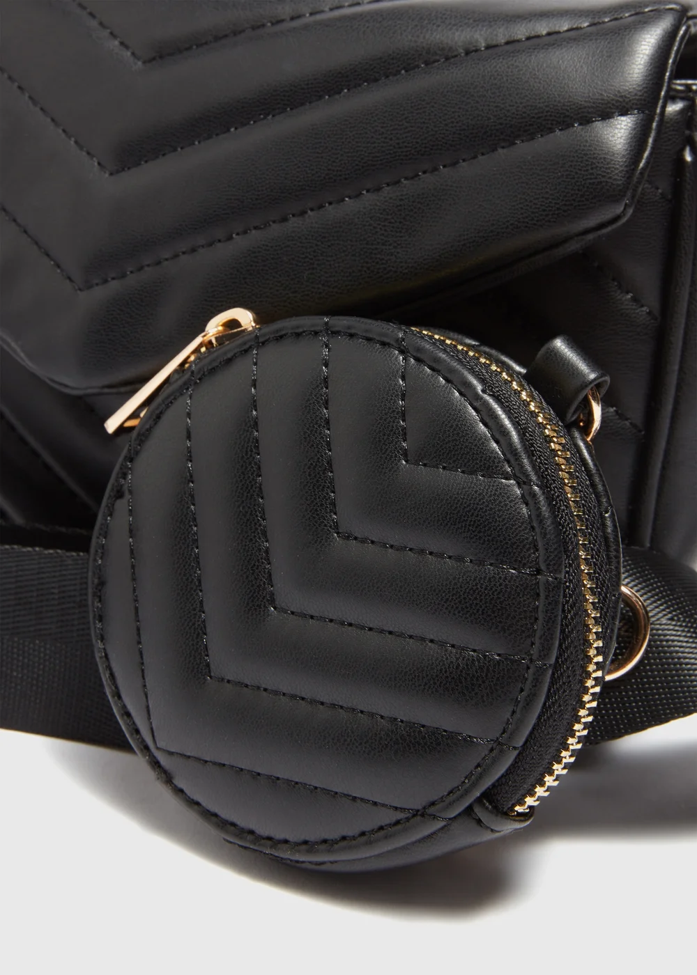 Black Chevron Cross Body Bag - One Size Image 4