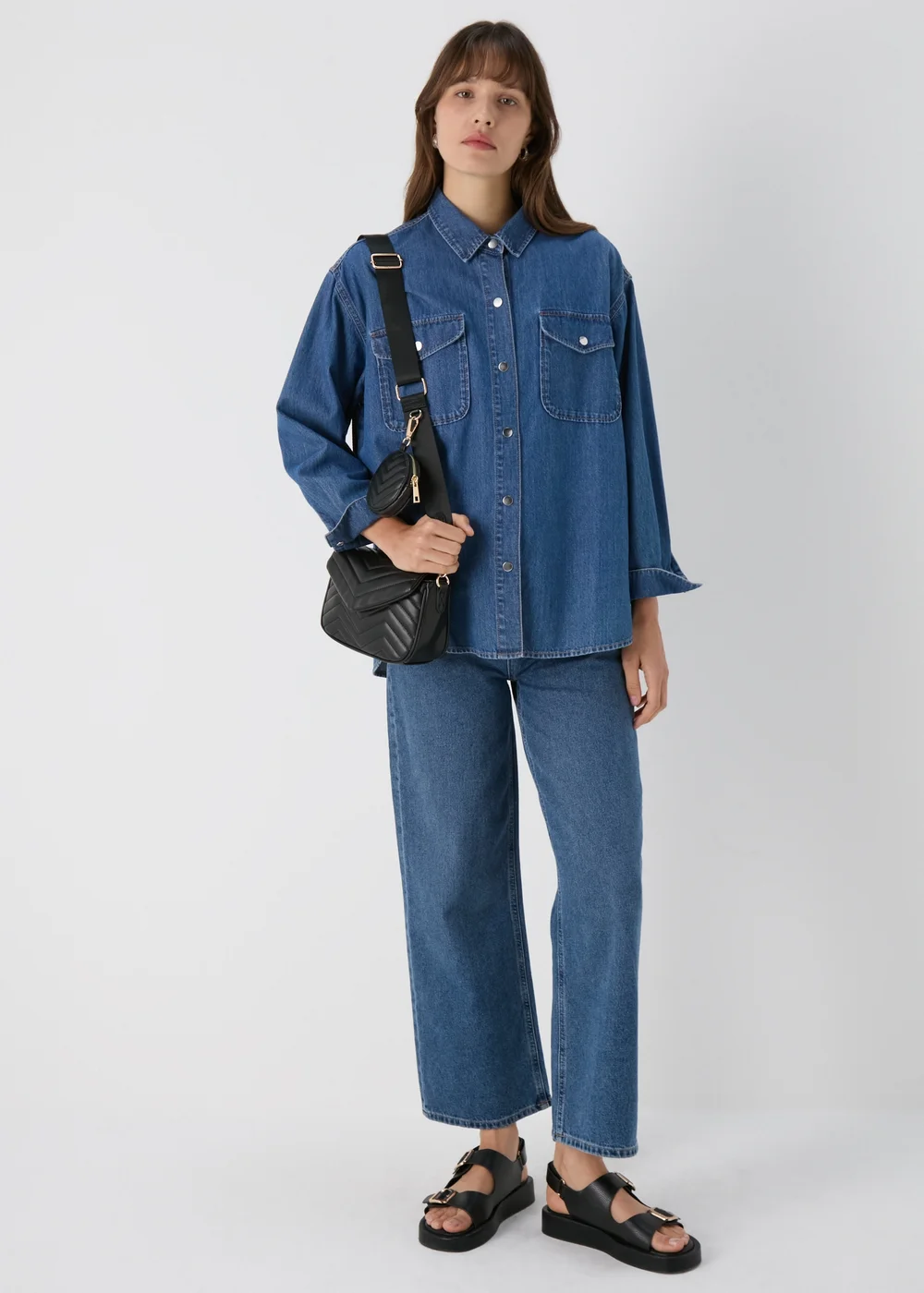 Black Chevron Cross Body Bag - One Size Image 1