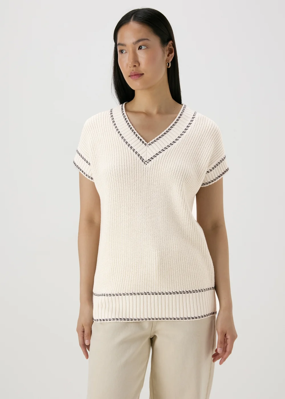 Cream Cricket Knitted V-Neck Vest - XS Image 3