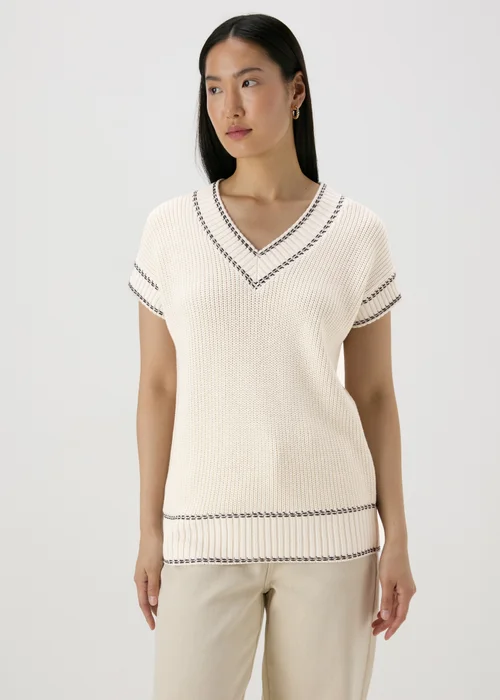 Cream Cricket Knitted V-Neck Vest - XS Image 3